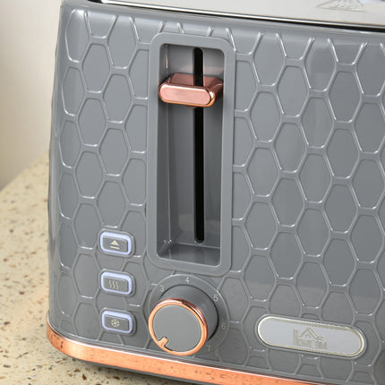 Toaster & Kettle Set, 1.7L, 4-Slice, Grey Plastic