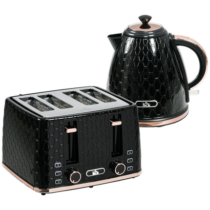 Toaster & Kettle Set, Black, 1.7L, 4-Slice Capacity