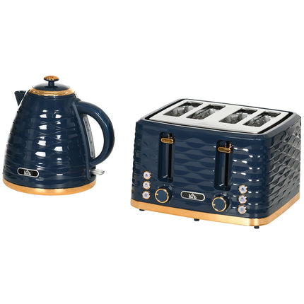 Toaster and Kettle Set, 7 Browning Levels, Blue
