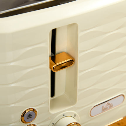 Toaster and Kettle Set, 7 Browning Levels, Defrost, Beige