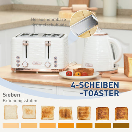 Toaster and Kettle Set, 7 Browning Levels, Defrost Function