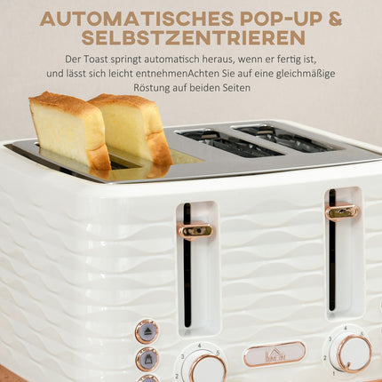 Toaster and Kettle Set, 7 Browning Levels, Defrost Function