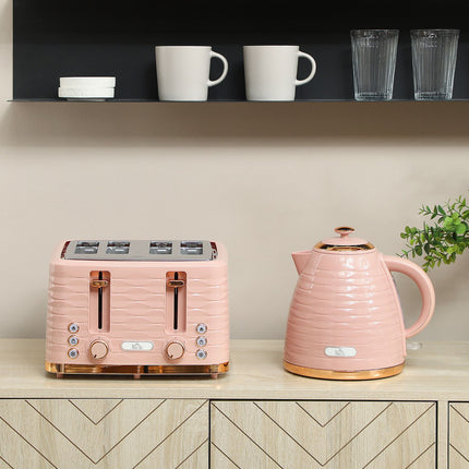 Toaster and Kettle Set, 7 Browning Levels, Pink