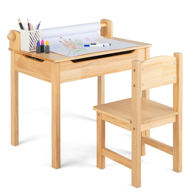 Toddler Activity Table with Chair, Paper Roll Holder