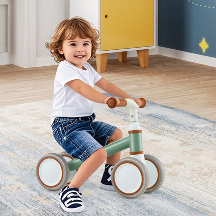 Toddler Balance Bike, 4-Wheel, Adjustable Seat, Green