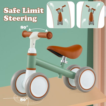Toddler Balance Bike, 4-Wheel, Adjustable Seat, Green