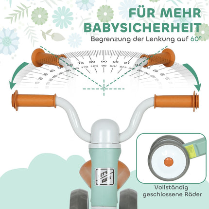 Toddler Balance Bike, No Pedal, 3 Silent Wheels, Green