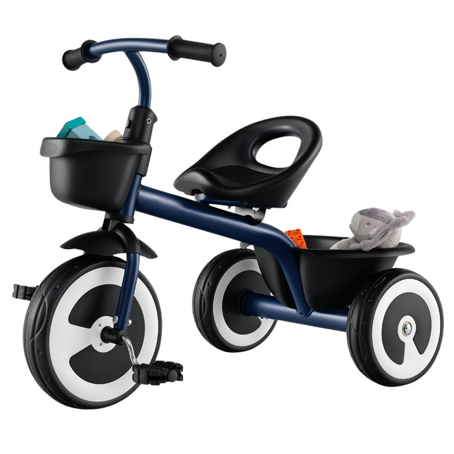 Toddler Balance Bike with Adjustable Seat & 2 Baskets, Blue