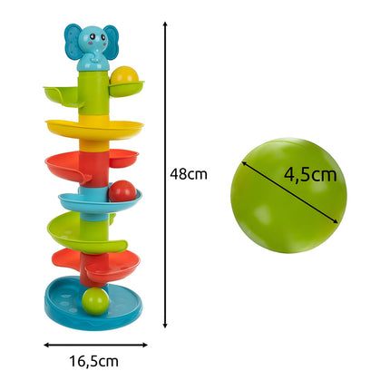 Toddler Ball Tower with Spiral Slide, 6 Balls, 18m+