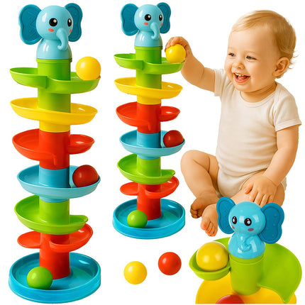 Toddler Ball Tower with Spiral Slide, 6 Balls, 18m+