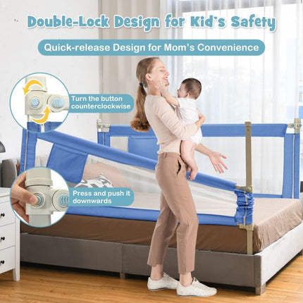 Toddler Bed Rail 69.5 In, Adjustable Height, Pocket
