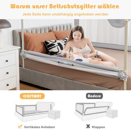 Toddler Bed Rail, Adjustable Height, 175 cm, Gray