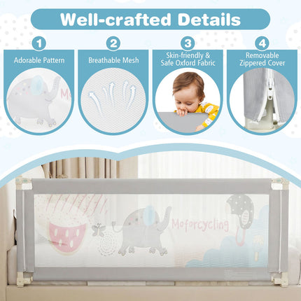 Toddler Bed Rail Guard, 24-Position Height Adjustable, 175 cm