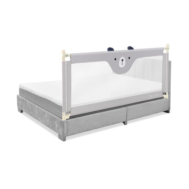 Toddler Bed Rail Guard, 69 In, 24-Level Adjustable, Gray