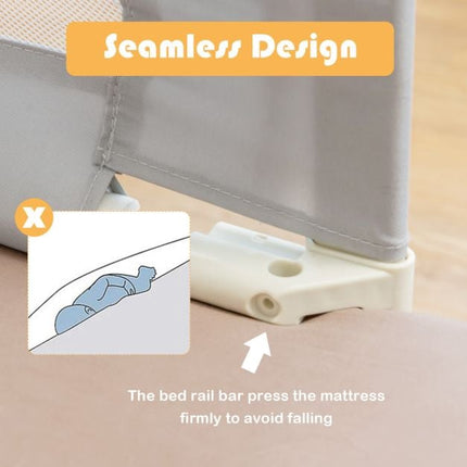 Toddler Bed Rail Guard, 69 In, 24-Level Adjustable, Gray
