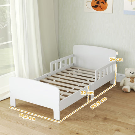 Toddler Bed with Safety Rails, MDF, Ages 3-8, White