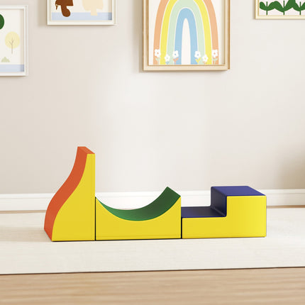 Toddler Climbing Set, 3-Piece Foam, Yellow Leather