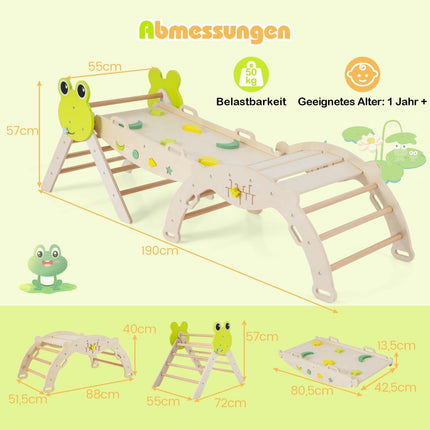 Toddler Climbing Set with Slide, Arch & Ramp – Natural Wood