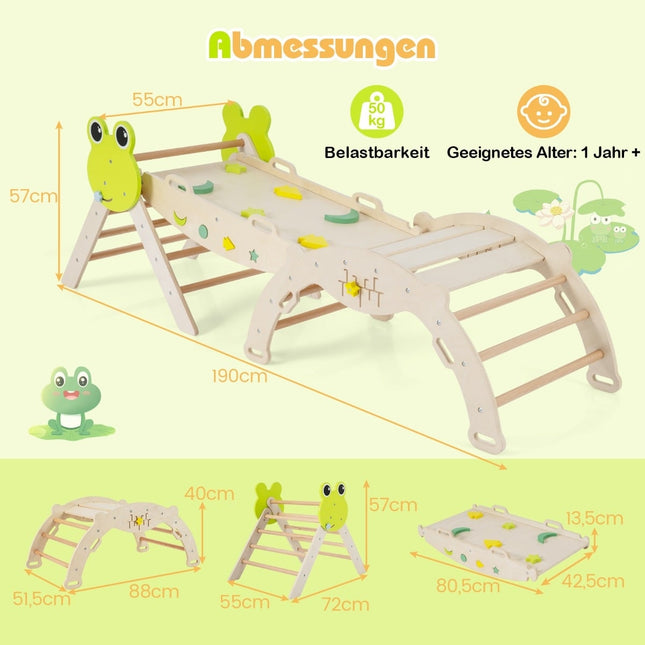 Toddler Climbing Set with Slide, Arch & Ramp – Natural Wood