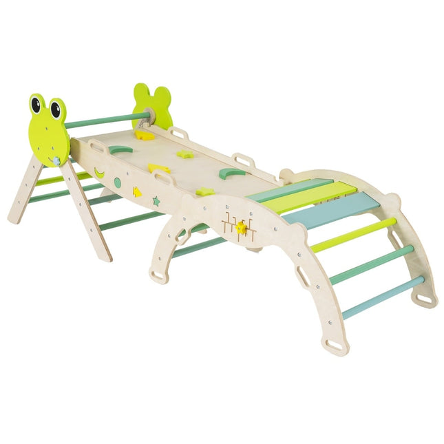 Toddler Climbing Set with Slide & Ramp – Green, 7-in-1