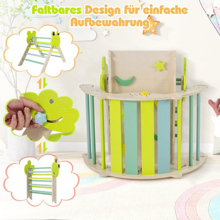 Toddler Climbing Set with Slide & Ramp – Green, 7-in-1