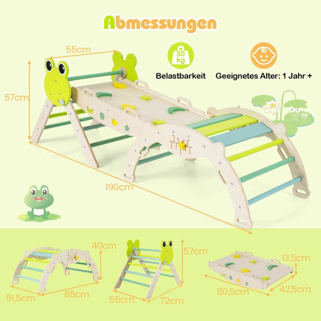 Toddler Climbing Set with Slide & Ramp – Green, 7-in-1