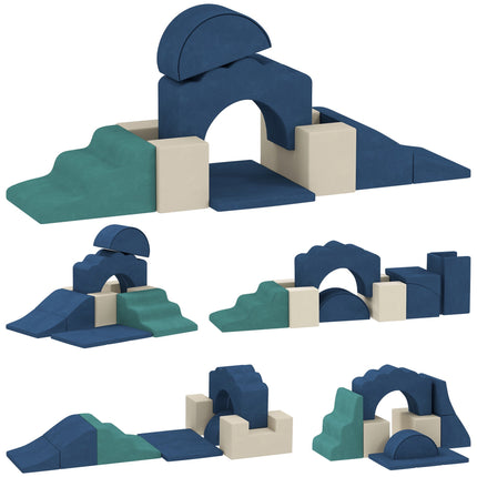 Toddler Foam Climbing Blocks Set, 7-Piece, Non-Slip, Dark Blue