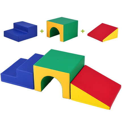 Toddler Foam Climbing Set, Tunnel Ramp and Steps, 3-Piece