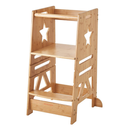 Toddler Learning Tower, Bamboo, 3-Level, Safety Rail