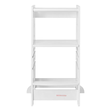 Toddler Learning Tower, Bamboo, 3-Level, Safety Rail, White