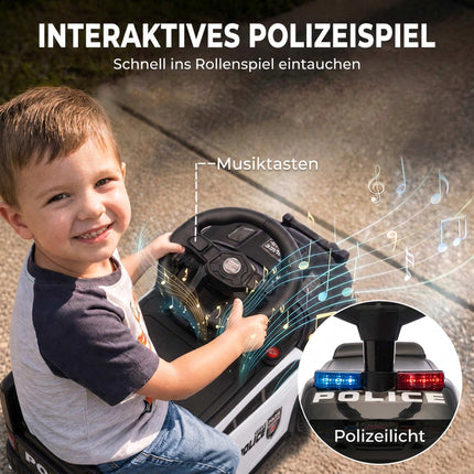 Toddler Police Ride-On Car with Music & Anti-Tip Design