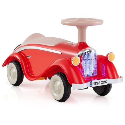 Toddler Ride-On Car with LED Lights and Horn, Red