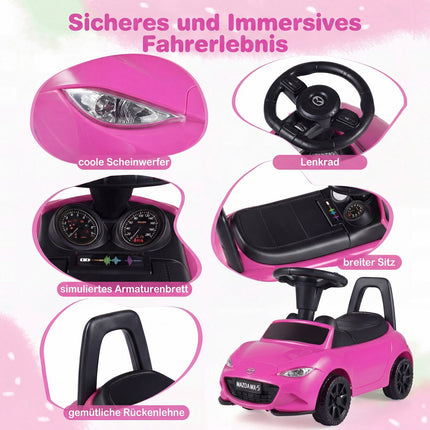 Toddler Ride-On Car with Lights, Safety Features, Pink
