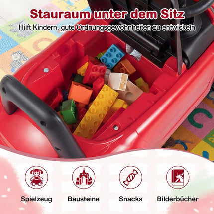 Toddler Ride-On Car with Lights, Safety Features, Storage