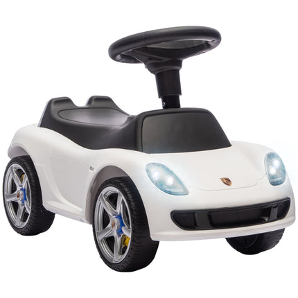 Toddler Ride-On Car with Lights & Sounds, White, 18–36 Months