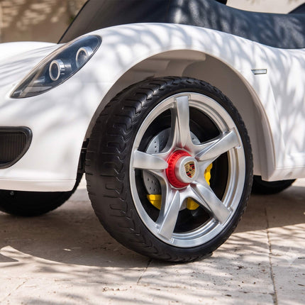 Toddler Ride-On Car with Lights & Sounds, White, 18–36 Months