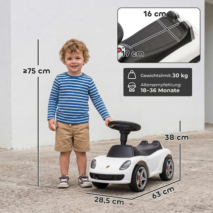 Toddler Ride-On Car with Lights & Sounds, White, 18–36 Months