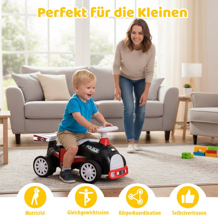 Toddler Ride-On Car with Music & Storage – Police Theme