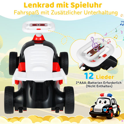 Toddler Ride-On Car with Music & Storage – Police Theme