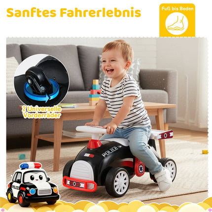 Toddler Ride-On Car with Music & Storage – Police Theme