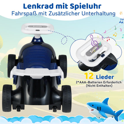 Toddler Ride-On Car with Music & Storage – Shark Design