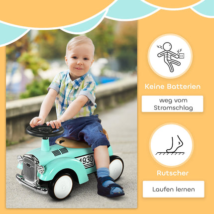 Toddler Ride-On Car with Storage, Anti-Tip Safety, Green