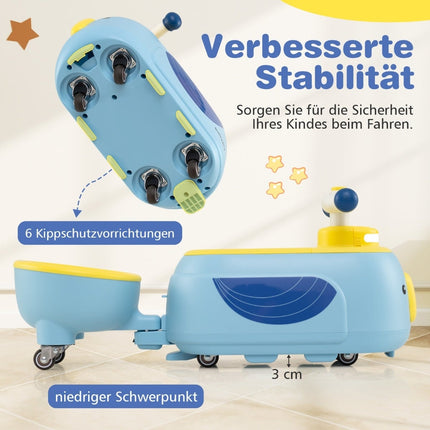 Toddler Ride-On Car with Trailer, Lights, and Storage