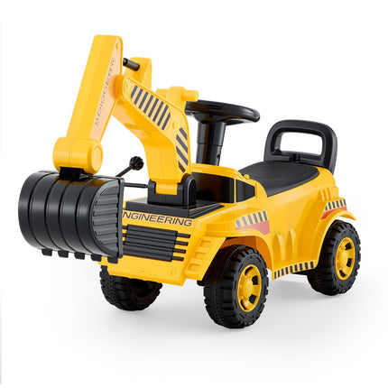 Toddler Ride-On Excavator Push Car, Helmet, Music, 55 lb