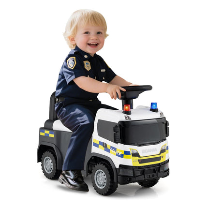 Toddler Ride-On Police Car with Steering & Storage