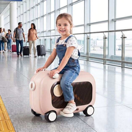 Toddler Ride-On Suitcase with Wheels, 25kg Capacity, Pink