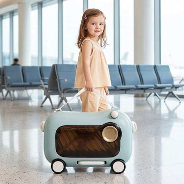 Toddler Ride-On Suitcase with Wheels, Blue, 25kg Capacity