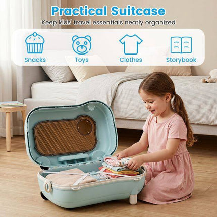 Toddler Ride-On Suitcase with Wheels, Blue, 25kg Capacity