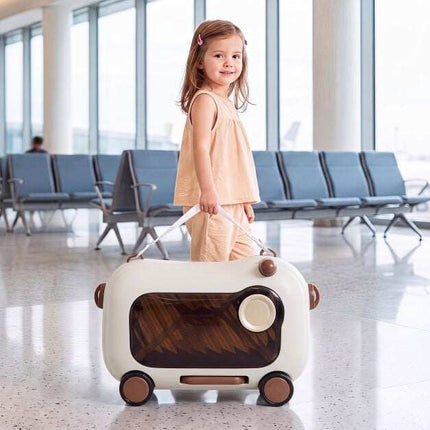 Toddler Ride-On Suitcase with Wheels, Brown, 25 kg Capacity