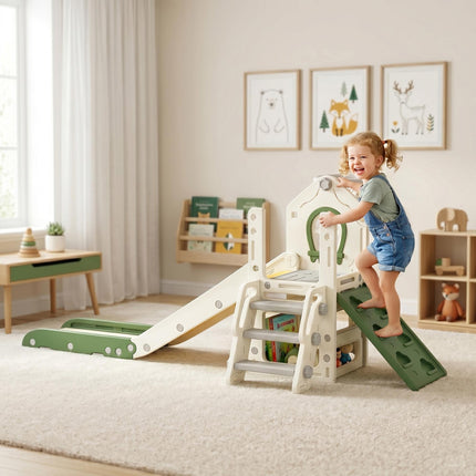 Toddler Slide 5-in-1, Foldable Climber with Hoop, 1-3Y